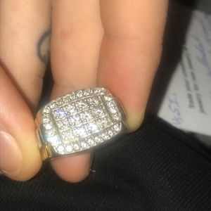 10k yellow and white gold 1.3ct diamond Rolex ring